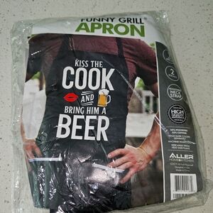 Fully Adjustable Kiss the Cook and Bring Him a Beer Apron-Black